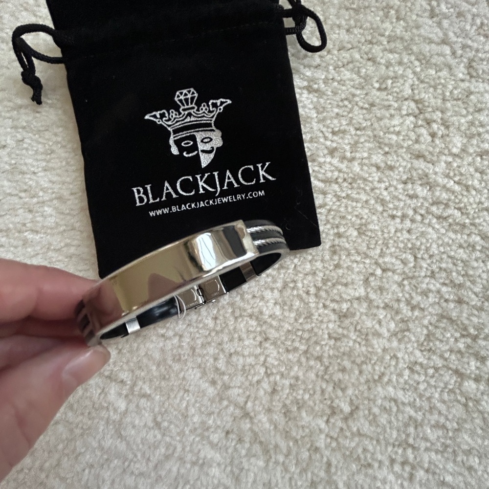 New! Black Jack Black and Silver toned  Men's Bracelet